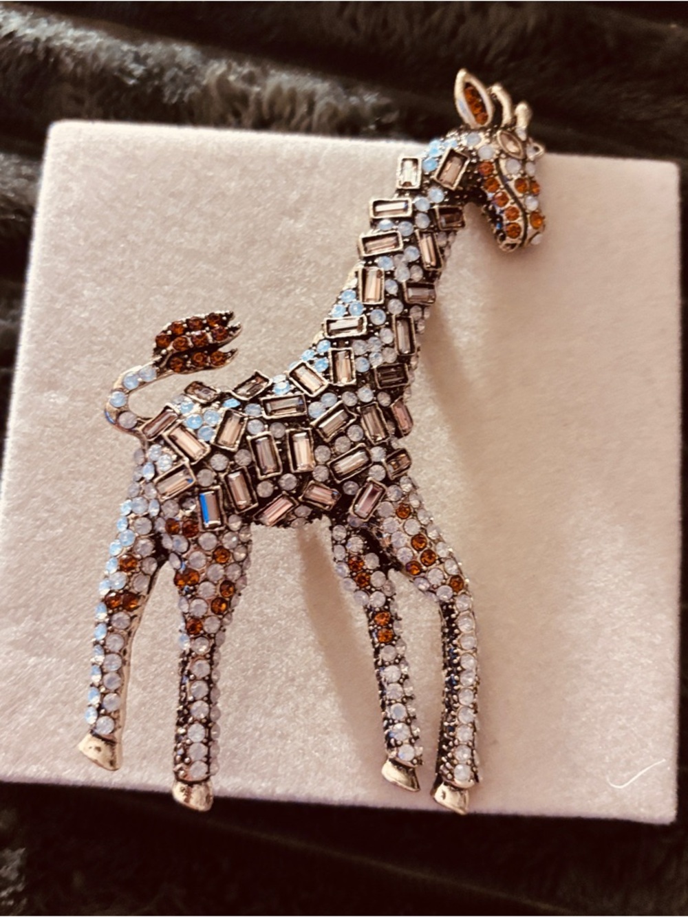 Crystal Giraffe Brooch Pin - Multi-Color Rhinestone Accent